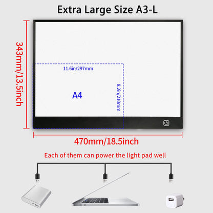 WELZK Diamond Painting Light Board A3, with Large Metal Stand, L:18.5 × W:13.6 inchs Large Diamond Painting Light Pad, Dimmable Diamond Art Light Board