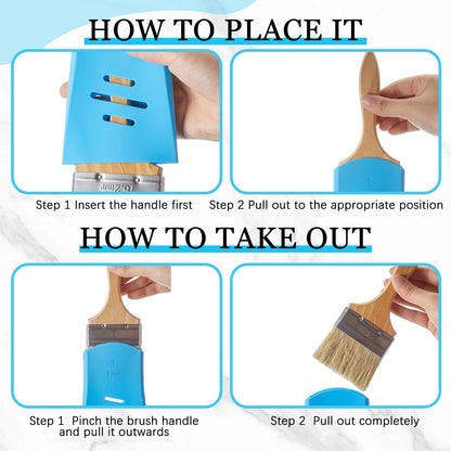 Joyfolk 6 Pcs Paint Brush Cover Silicone Multiple Sizes Paint Brush Case Sleeves Protects Bristles Keeps Shape for 2inch 2.5inch and 3inch for Storage and Organizer Blue White Red
