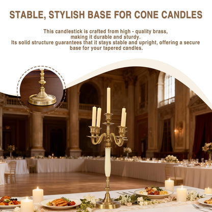 OssifragaBone 5 Candle Metal Golden Metal Candlestick Holder Wedding Event Candelabra Candle Stand for Wedding Dining Table Xmas Party Home Decor