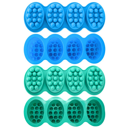 Hedume 4 Pack Silicone Massage Bar Soap Molds, SJ 4 Cavity Silicone Massage Molds, Nonstick & BPA Free, Handmade Soap Molds for Soaps Making