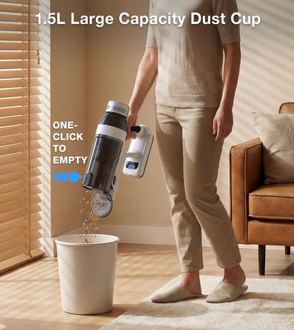Skiennix Cordless Vacuum Cleaner - 15-in-1 Lightweight Stick Vacuum with LED Light & Anti-Tangle | 55 Minutes Runtime for Home Use