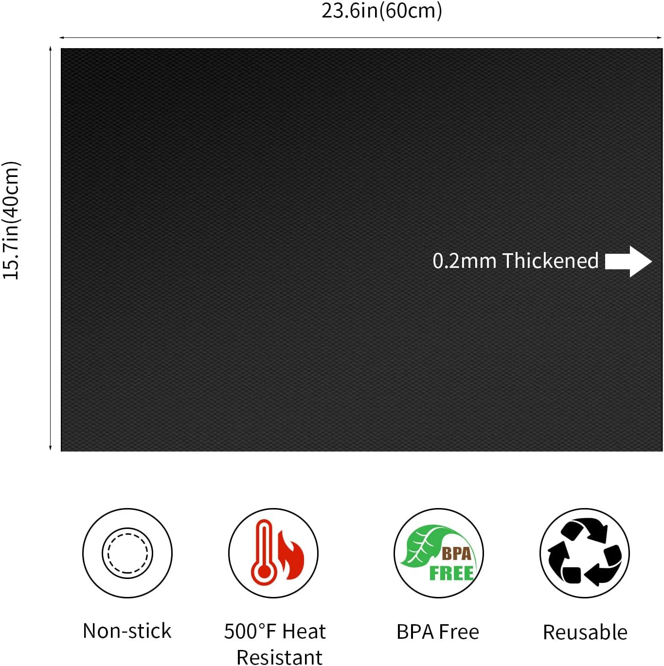 Oven Liners for Bottom of Oven, 23.6x15.7 Inch Heavy Duty Non-stick Reusable Mat for Gas Electric Oven