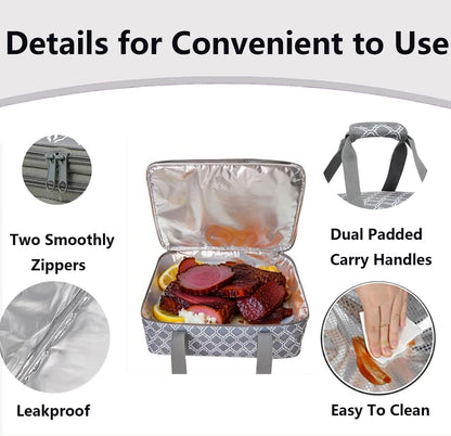 Skiennix Insulated Casserole Carrier Bag - Portable Food Transport Tote for 9x13" Dish | Silver Gray