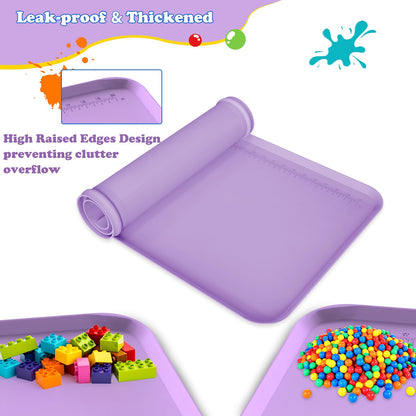 Silicone Art Mat for Crafts, 24" x 16" Silicone Painting Mat with Raised Sides to Stay Tidy, Play Sand, Legos, Slime, Resin & Jewelry-Making, DIY Crafts Mat (Purple)