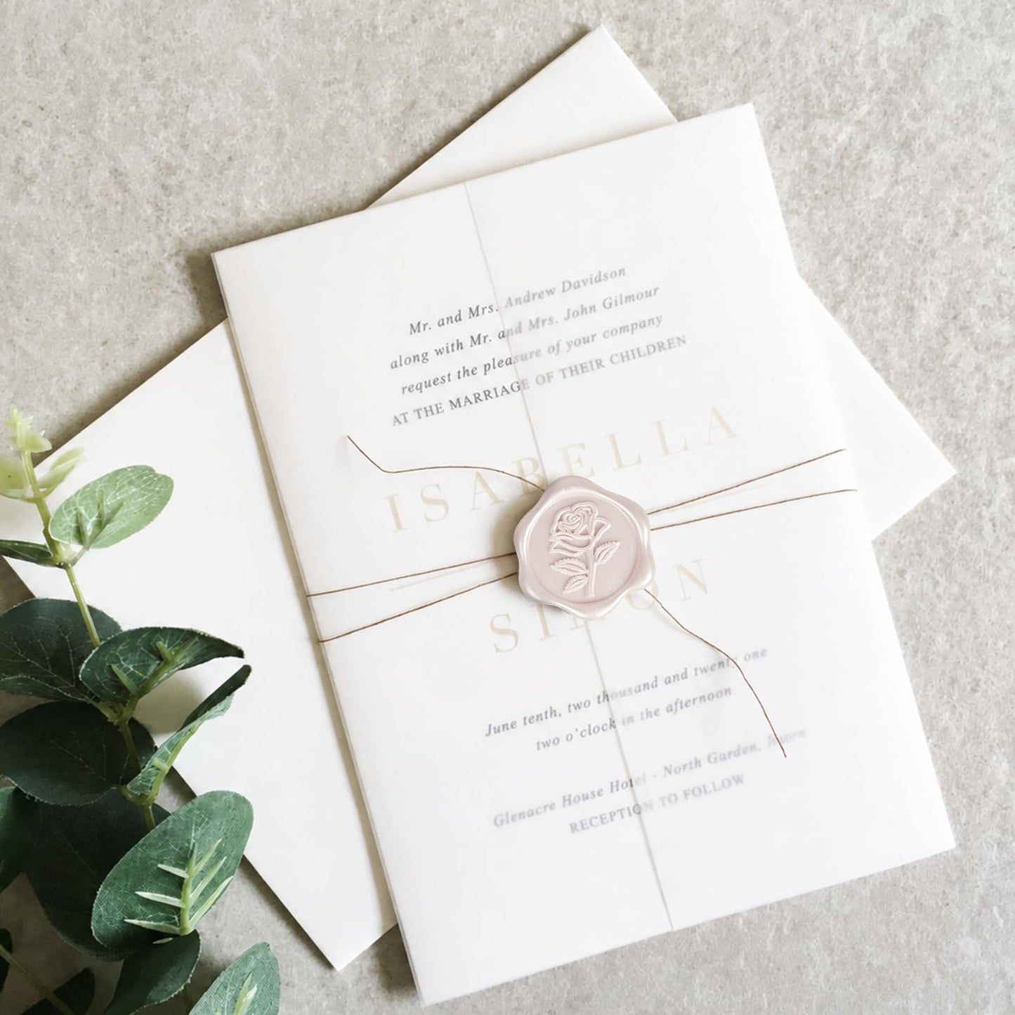 Pollize 50PCS Champagne Wax Seal Stickers 5 in 1, Wedding Envelope Seal Stickers, Self-Adhesive 3D Leaf Design Wax Seals for Invitation, Gift Wrapping, Graduation Party (Leaf Styles)