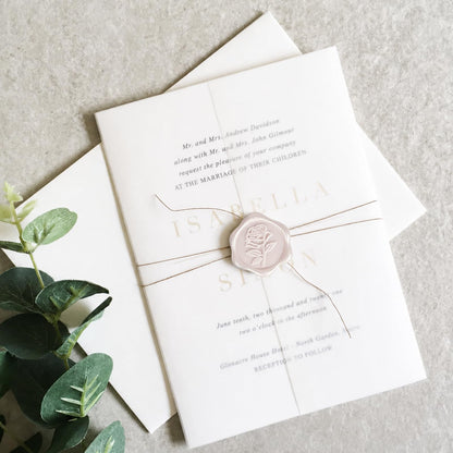 Pollize 50PCS Champagne Wax Seal Stickers 5 in 1, Wedding Envelope Seal Stickers, Self-Adhesive 3D Leaf Design Wax Seals for Invitation, Gift Wrapping, Graduation Party (Leaf Styles)