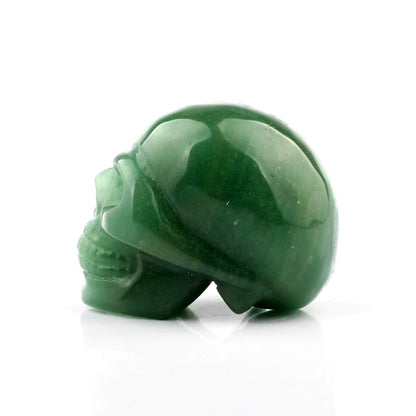 50mm Green Aventurine Carved Skull Crystal Reiki Healing Statue Collectible Figurine Charka Stone