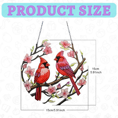 DIYDeligths DIY Hanging Pendant Ornament Diamond Art Painting for Adults Beginners with Accessories Single Sided Dot-Drill Pendant for Home Wall Window Garden Decor (Openwork Cardinal)