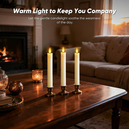 Meigic 7 Inches Flameless Taper Candles with Remote Timer, Real Wax Ivory Short Led Candlesticks, 3D Wick Light Battery Operated Candlesticks for Christmas Home Wedding Table Decor, 12 Pcs