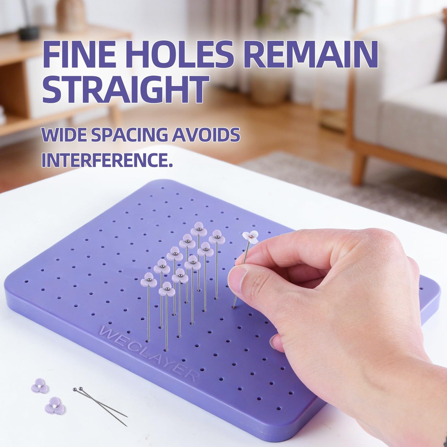 WECLAYER Polymer Clay Mat with 165 Holes,8" x 6" Heat-resistant Silicone Baking Pad,Jewelry Making Tool for Standing Earring Posts and UV Resin Craft,Non-Stick Oven Safe Work Station for Art Clay