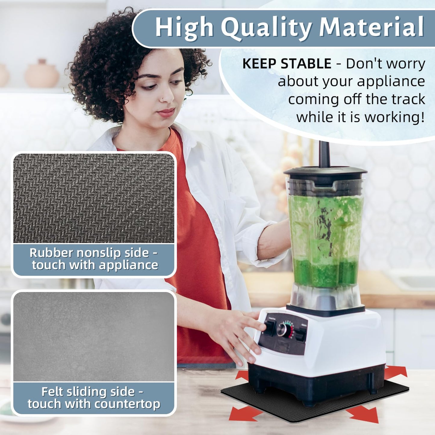 LOPNUR 14"x10" Small Appliance Slider, Appliance Sliders for Kitchen Appliances, 360° Rotating Sliding Tray for Coffee Maker, Heat Resistant Mat Cut to Fit Stand Mixer Air Fryer Microwave, Gray