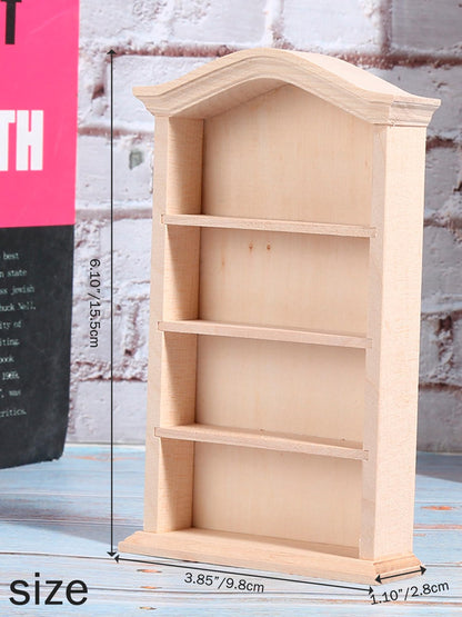 KooingTech Mini Bookshelf, Dollhouse Bookshelf for Mini Books, 1:12 Miniature Bookshelf of Miniature Dollhouse Furniture, Wooden Doll House Book Shelf, Dollhouse Bookcase Wood Color (1)