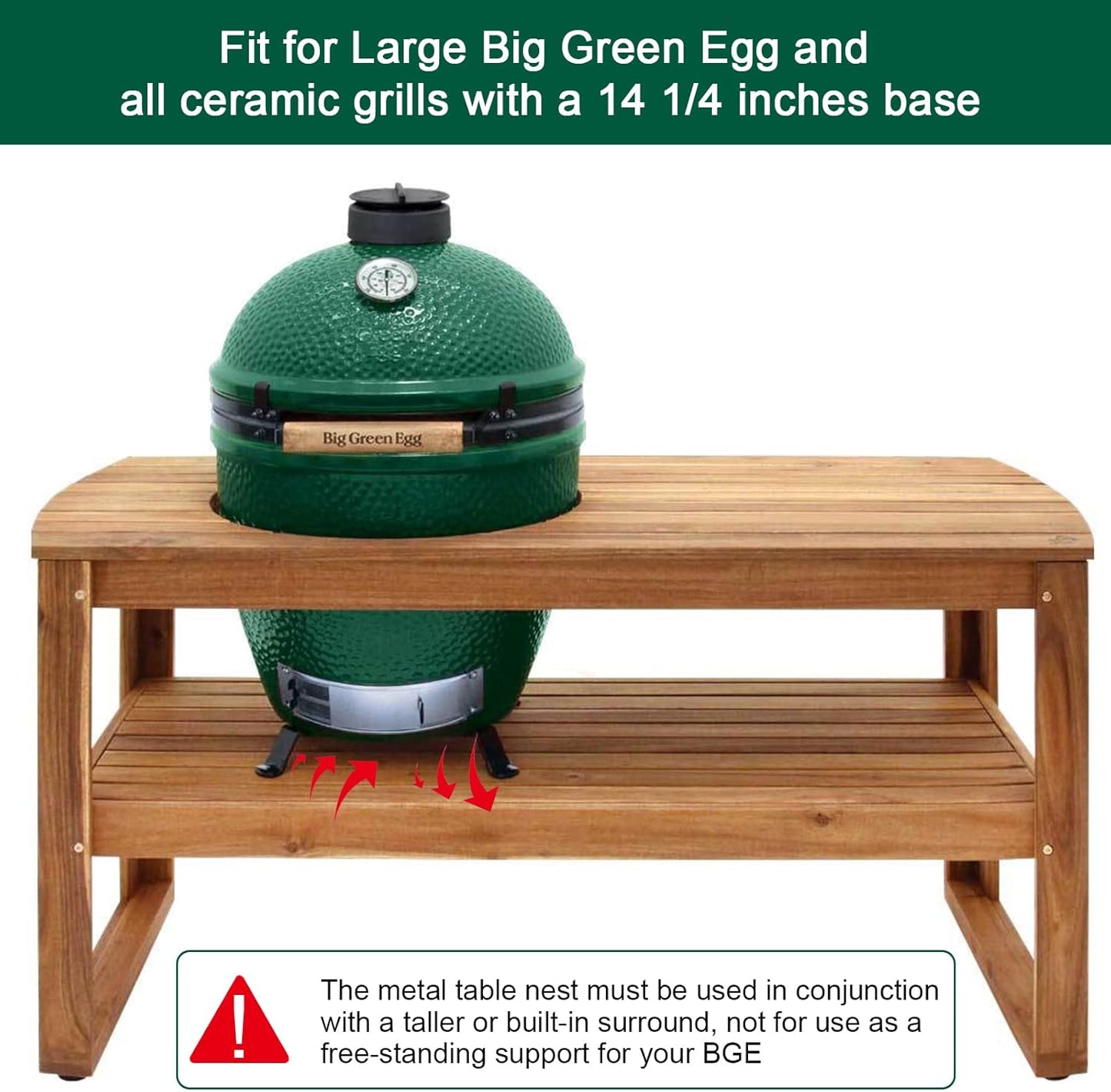 Grill Stand Table Nest for Large Big Green Egg, Big Green Egg Accessories Kamado Grill Table Nest Stand
