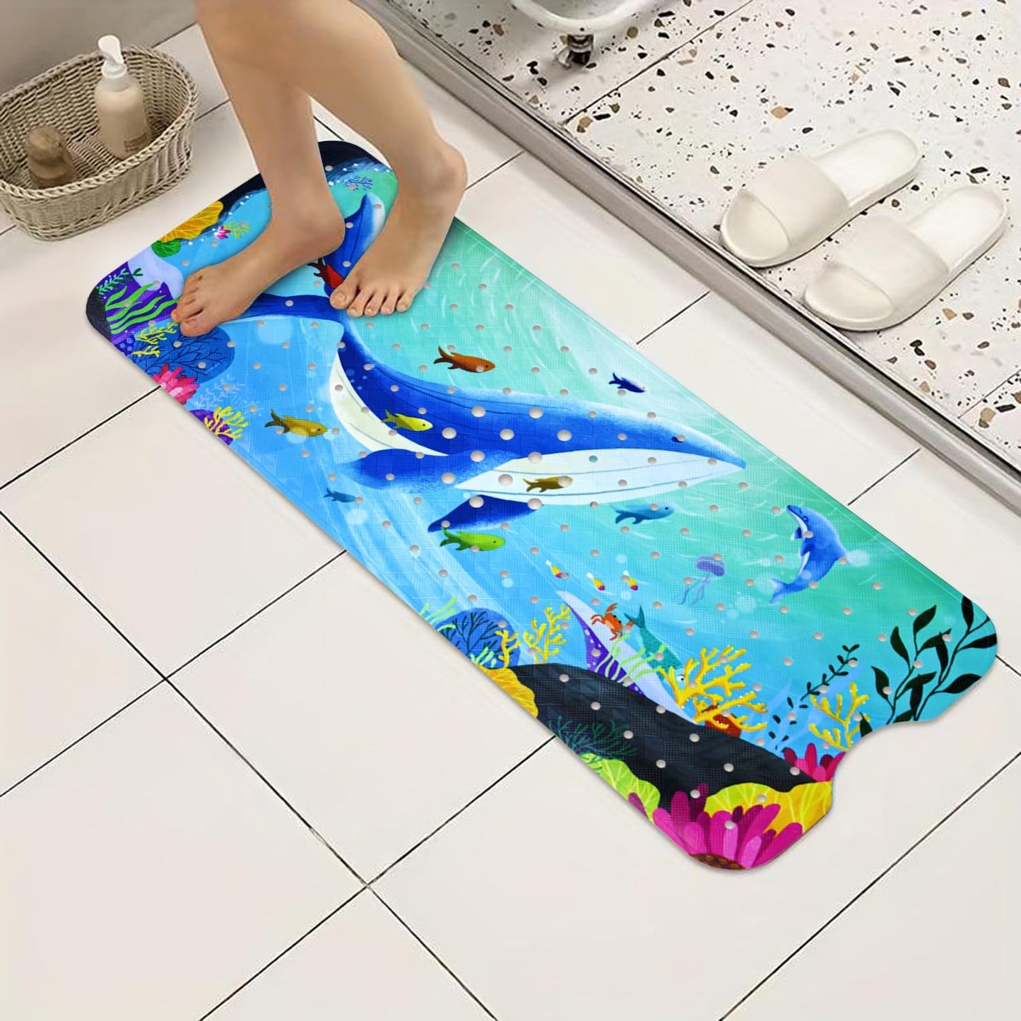 40''x16'' Vanleonet Baby Bath Mat for Tub for Kids, Extra Long Bathtub Mat Non Slip, Toddler Bath Mat Non-Slip for Tub