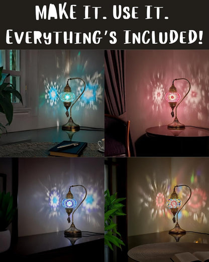 DEMMEX DIY Turkish Moroccan Mosaic Lamp Making Kit – Beginner Friendly Mosaic Art & Craft Project Kit for Adults & Teens – No Grout/Plaster Needed – Fun, Easy, No Experience Required (Brown&Amber)