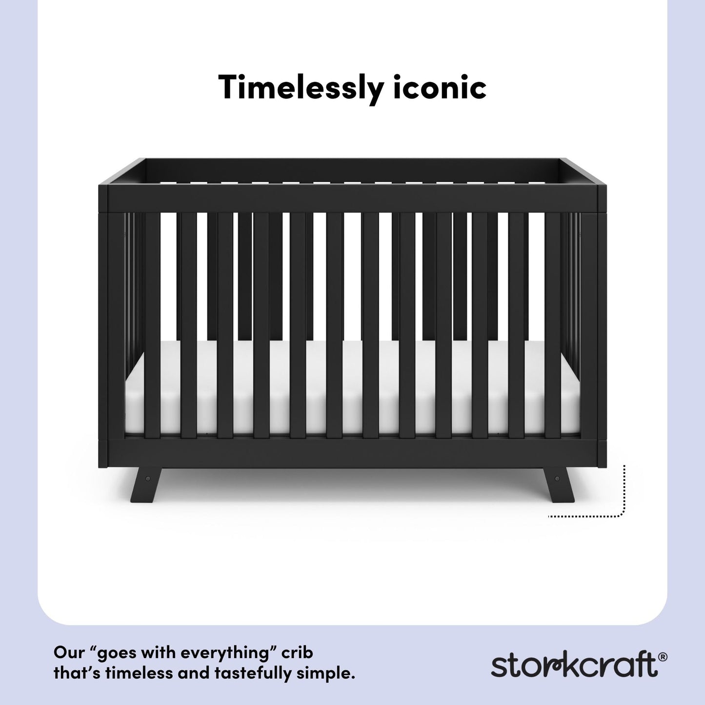 Storkcraft Beckett 3-in-1 Convertible Crib – GREENGUARD Gold Certified, Fits Standard Crib Mattress, Converts to Toddler Bed and Daybed, 4 Mattress Heights, Grow-with-Me Design (Black)