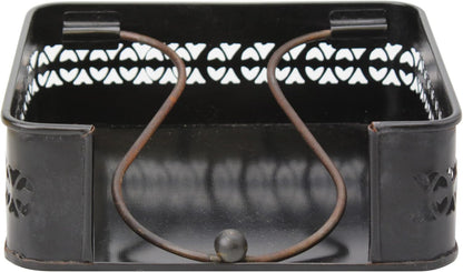 Stonebriar Industrial Black Graphite Metal Napkin Holder, Decorative Tray for Dining Table