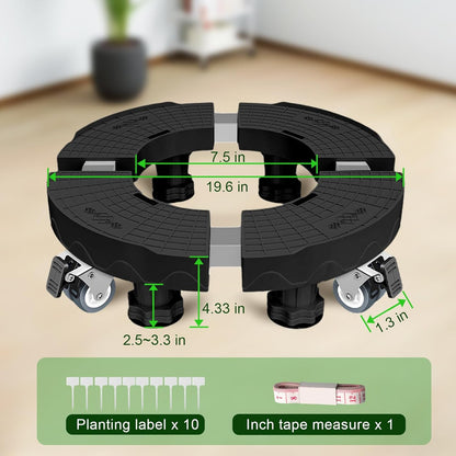 1 Pack 15-19.6 Inch 500 lbs Plant Caddy with Wheels - Adjustable Large Plant Stand Heavy Duty Lockable Caster Wheels