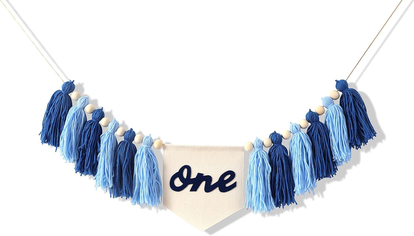 1st 1st High Chair Banner Birthday Boy - One High Chair Banner,Boy Tassel Garland,Boho Birthday Decor,Tassel And Canvas