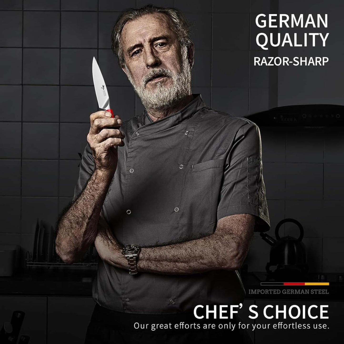 MAD SHARK Paring Knife 5 Inch Ultra Sharp, Small Kitchen Knife, German molybdenum-vanadium Stainless Steel, Ergonomic Handle Design, Chopping Knife for Precise Cutting, Peeling, Slicing