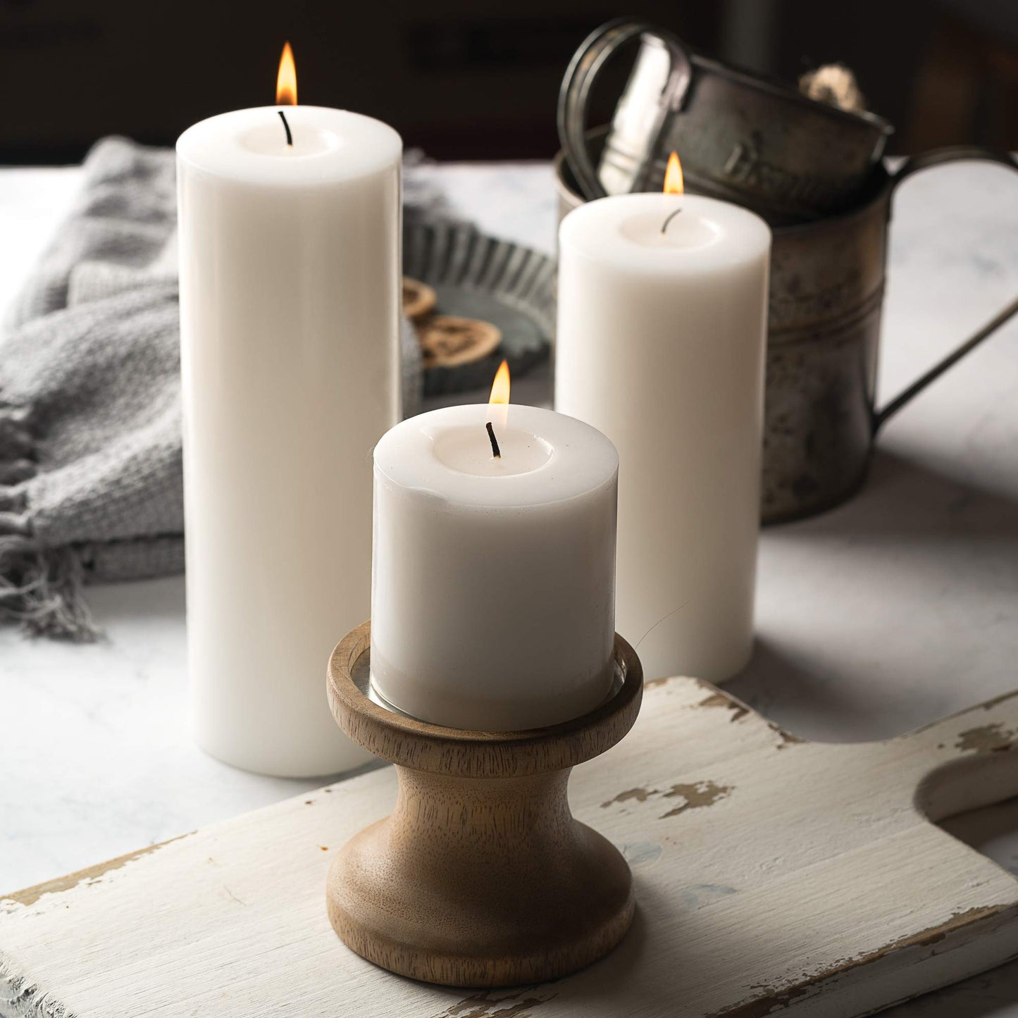 Pillar Candles - 2.7x3 inch | 30 Hours Burning, 6 Count - White Unscented Smokeless European Pillar Candles - Perfect for Wedding, Parties, Spas, Home Gatherings and Dinner