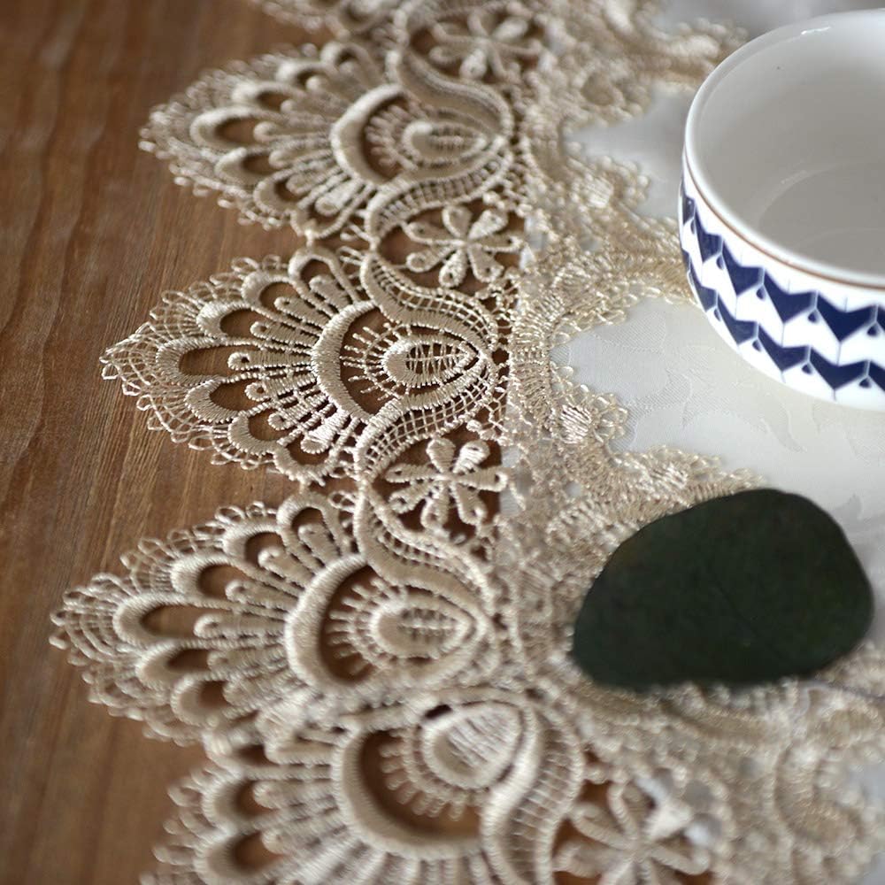 16 36 Inch) ARTABLE Lace Table Runners Rope Embroidery Dresser Scarf Retro Classic Pattern Flowers Natural Fabric