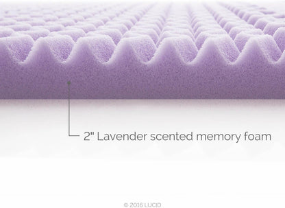 LUCID 2 Inch Lavender Memory Foam Twin XL Mattress Topper, 5 Zone