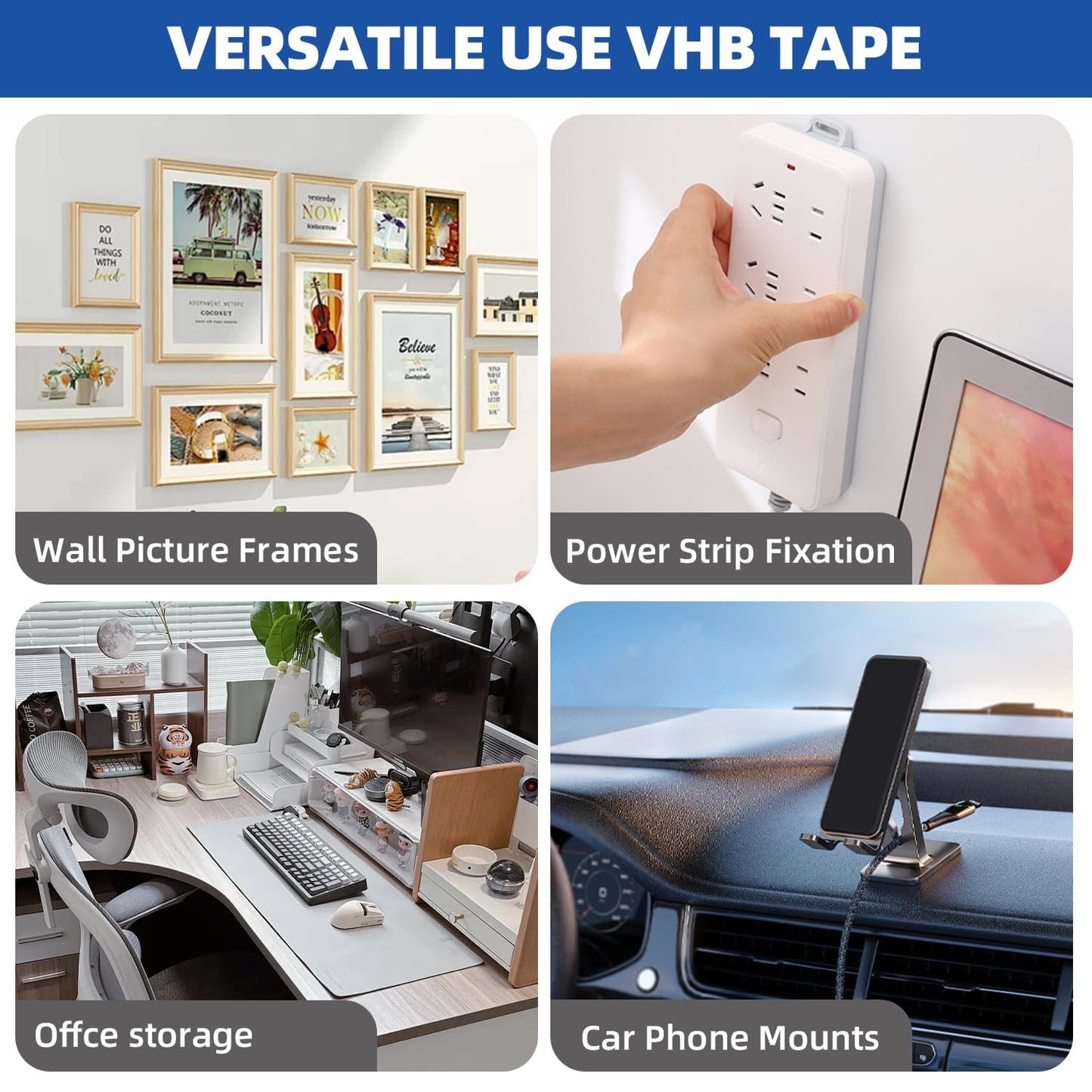 3M Double Sided Tape 1"×16.5ft No Residue,Picture Hanging Strips Heavy Duty Mounting Tape, Removable PE Foam Tape Waterproof for Poster Tape, Carpet Tape Rug Gripper,Art & Craft Tape