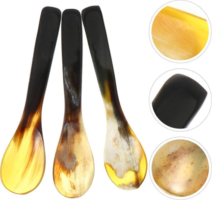 Hemoton 3 Pcs Caviar Mother of Pearl Teaspoons, Ox Horn Serving Spoons for Caviar and Dessert