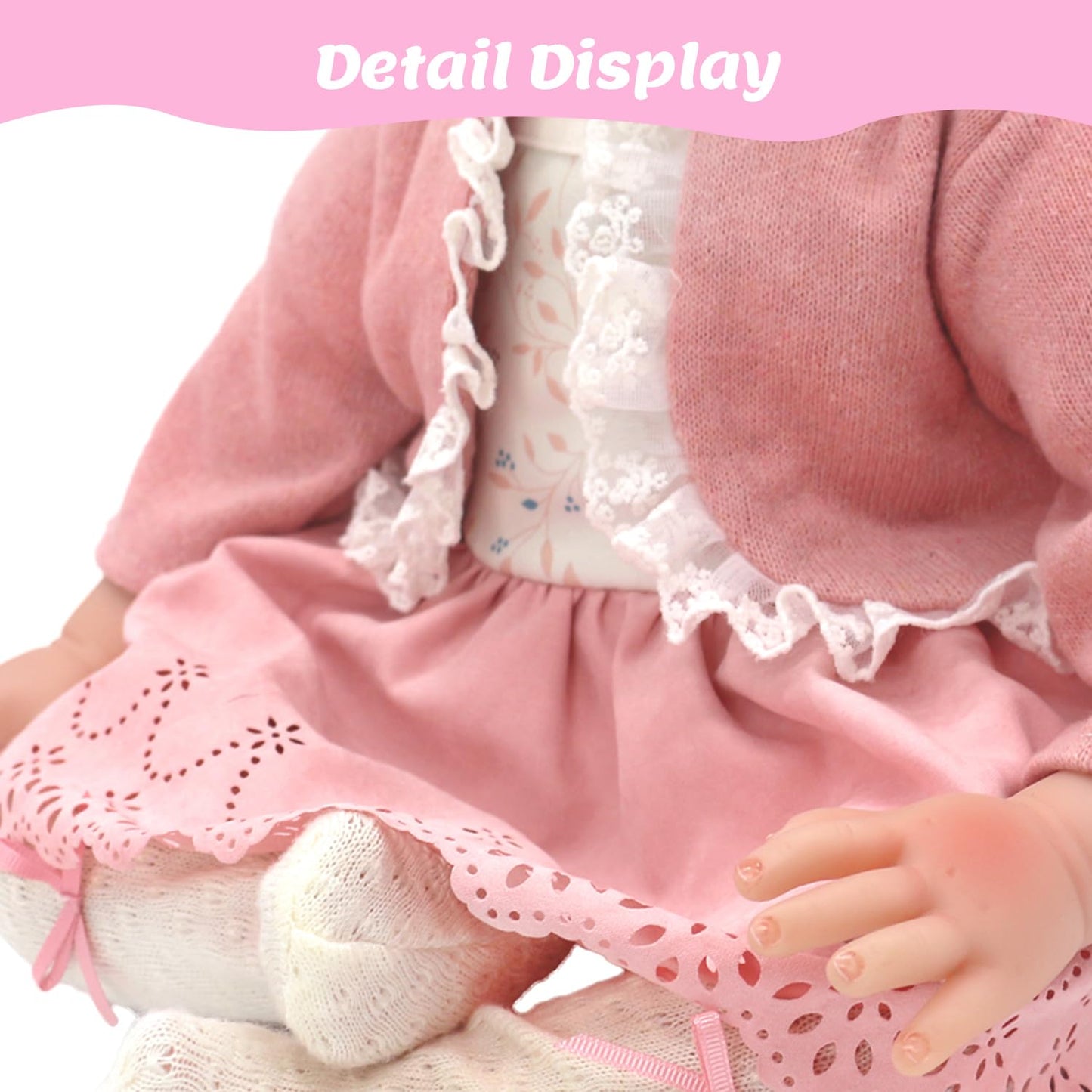 Reborn Doll Clothes for 20-22 Inch Dolls, 3 Sets 20 Inch Baby Doll Clothes Accessories 10 Pcs with Dress Coat Outfits, Headbands, Socks, Top and Pants for 20"- 22" Baby Dolls