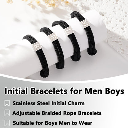 Zocomi Rope Bracelet for Men Boys, Initial Letter R Braided String Bracelets for Teen Teenage Him Male Mens Wrist Accessories Jewelry Gifts Age Pulsera Brazalete Para Hombre Black