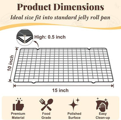 Cooling Racks - 2 PCS 10" x 15" Grid Wire Baking Rack | Dishwasher Safe for Cooking & Baking