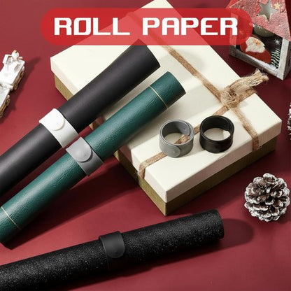 Charniol Wrapping Paper Roll Holder - 12-Piece Silicone Covered Metal Strips | 1 x 9 Inch Stabilizer (Black, White, Gray)
