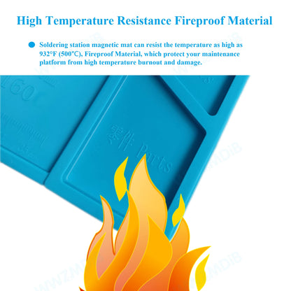 WWZMDiB Heat Resistant 932°F Silicone Magnetic Soldering Work Mat（S-180【21.6 x 13.8” / 55 x 35cm】）