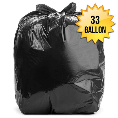 Aluf Plastics 33 Gallon 1.7 MIL (eq) Black Heavy Duty Trash Can Liners - 33" x 39" - Pack of 100 - For Contractor, Industrial, Commercial