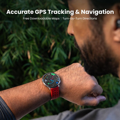 Amazfit Active 2 Premium Smart Watch Fitness Tracker (Round) for Android & iPhone, 10 Day Battery, Water Resistant, GPS Maps, Heart & Sleep Monitor, HYROX Mode, Sapphire Glass, Leather + Sport Strap