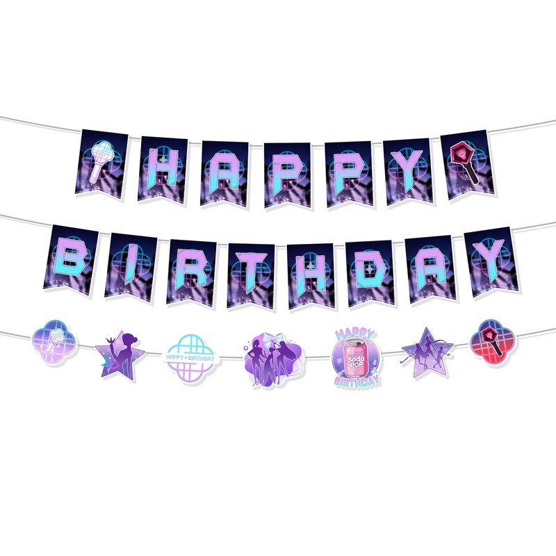 Music Hunter Birthday Banner Set - Includes 2 Happy Birthday Banners & 1 Prop Garland for Magical Music Themed Party Decorations, Easy to Hang Singer Theme Party Supplies
