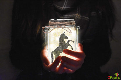 2Pepers DIY Fairy and Unicorn Nightlight Craft Kit (2 Pack), Fairy Lantern Jars Arts and Crafts for Girls, Make Your Own Unicorn Lamp Decor Craft Project, Gifts for Kids