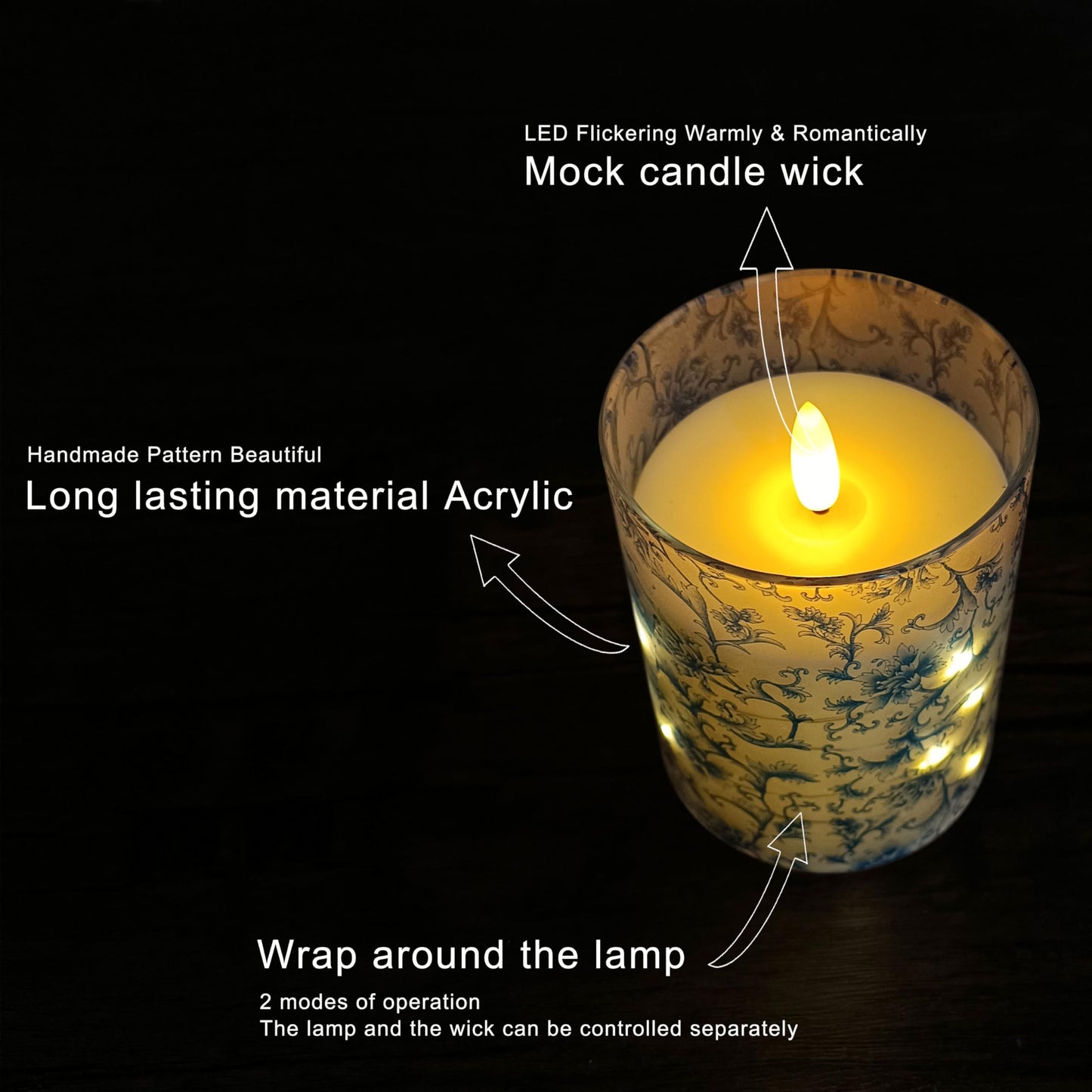 NjaoHoo Flickering Flameless Candles, Recessed String Light LED Candles 3D Wick Acrylic Battery Operated LED Pillar Candles with Remote and Timer for Modern Simple Home Decor Set of 3(Gold Flower)