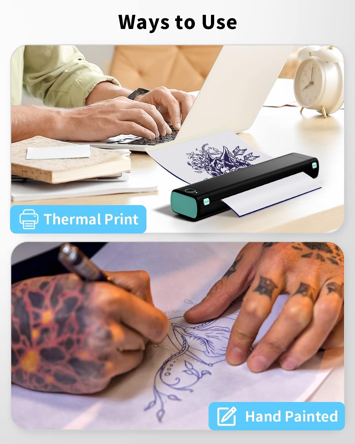Phomemo Tattoo Transfer Paper - 100 Sheets A4 Size, Thermal Stencil Paper for Tattoo Transfer Kits - Personal & Commercial Use, DIY Tattooing Tracing Paper for M08F Printers & Tattoo Supplies