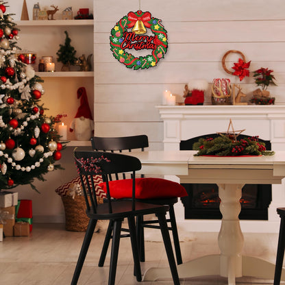Sereliy 24 Pcs Christmas Coloring Wreath Crafts, Color Your Own Christmas Crafts, DIY Paper Xmas Wreath for Classroom Activities, Games. (Bell)