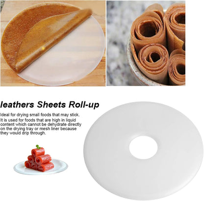 Non-stick Round Fruit Leather Roll Up Tray, Silicone Dehydrator Sheets for Food Machine Dryer, Fruit Roll Sheets