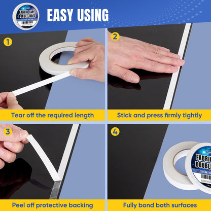 Double-Sided Fabric Tape, Perfect for Clothing Repairs & Fabric Bonding, No Sewing, Ironing, Gluing Required, Strong Adhesive Cloth Tape for Hemming & DIY Crafts, Easy to Remove (1/2inch+1inch)