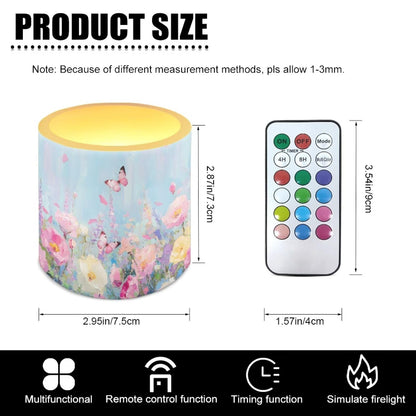 Cozeyat Butterfly Floral Flameless Candles 4 Pack Battery Operated with Remote Control Timer LED Pillar Candles Waterproof for Indoor Outdoor