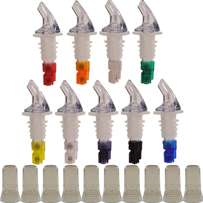 Tiger Chef 12-Pack Plastic Measured Liquor Pourer, 1 Ounce Red Precision Wine Bottle Spout with Dust Covers