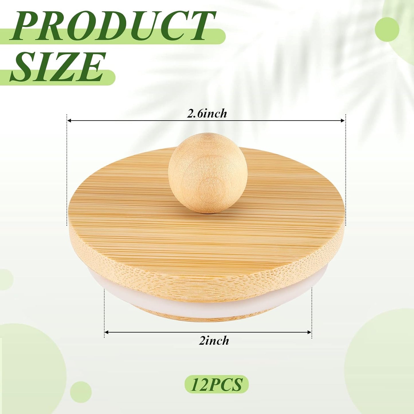 12 2. 64 1. 97 Inch Tessco for you Tessco Pcs Yogurt Jar Lids Bamboo Wood with Silicone Sealing Rings Lids Compatible