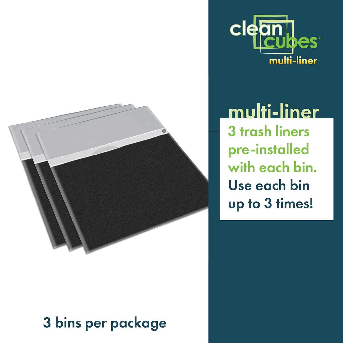 13 (3-Pack, 17" 13.5" 10" Clean Cubes Gallon Disposable Pop-Up Trash Cans Multi-Liner) with Fitted Bags Foldable