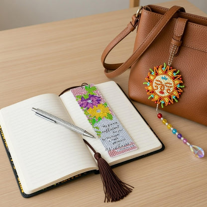ForraFun Diamond Art Notebook for Adults Diamond Painting Journals Notebooks 5d DIY Diamonds Notebook Painting Kit with Diamonds Ballpoint DIY Bookmark & Wind Chime for Crafts Gift(Sunflower)
