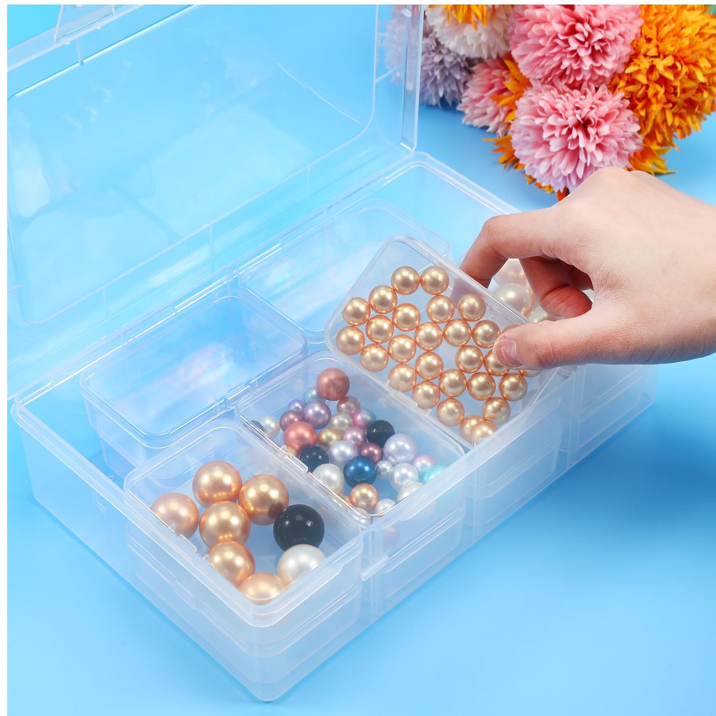 Blulu 13 Pieces Small Bead Organizers Plastic Bead Storage Containers with Lids Mini Clear Storage Cases Transparent Craft Boxes for Jewelry Diamonds DIY Art Craft Accessory(3.3 x 2.2 x 1 Inch)
