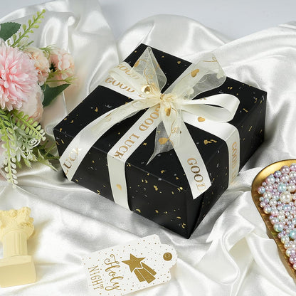 Black Wrapping Paper Roll - 17Inch×33Feet, Black and Gold Foil Wrapping Paper, Matte Kraft Gift Wrap Paper with Silver and Gold Foil Flake for Birthday Wedding Baby Shower Christmas Holiday All Occasions
